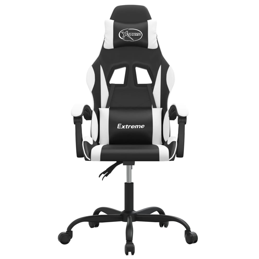 gamingstol kunstlæder sort og hvid