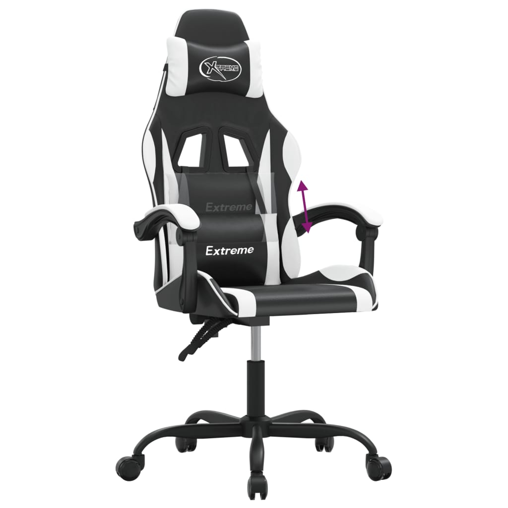 gamingstol kunstlæder sort og hvid