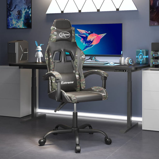 gamingstol kunstlæder sort og camouflage