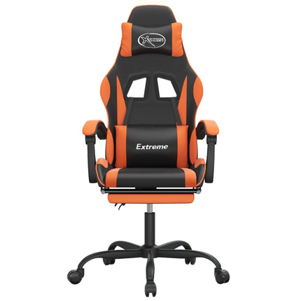 gamingstol med fodstøtte kunstlæder sort og orange