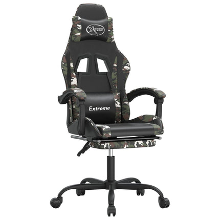 gamingstol med fodstøtte kunstlæder sort og camouflage