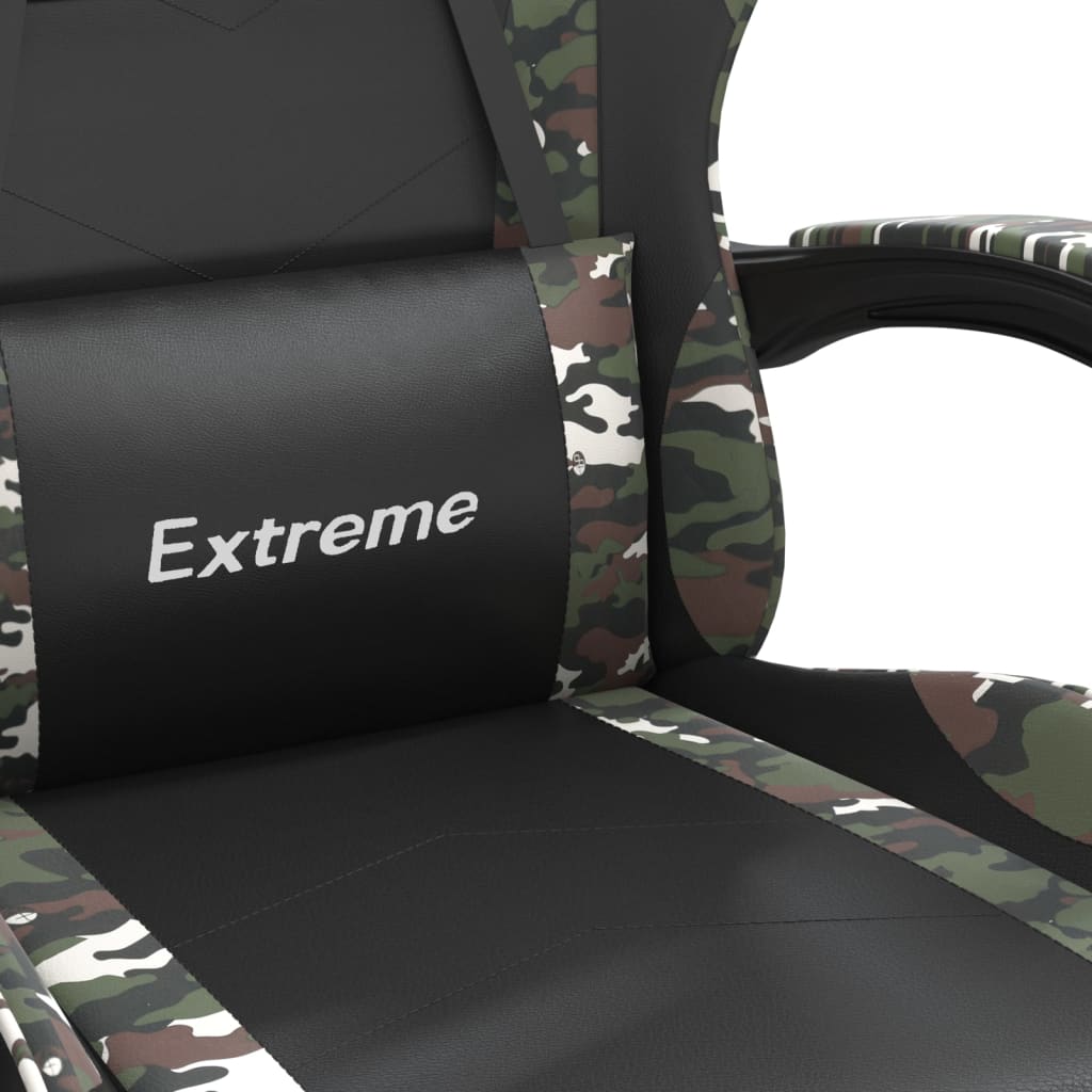 gamingstol med fodstøtte kunstlæder sort og camouflage
