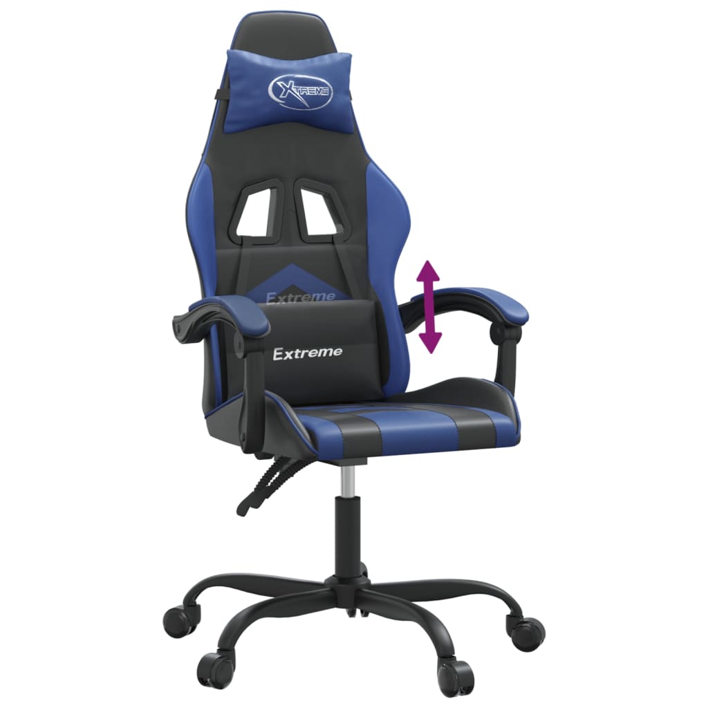 gamingstol kunstlæder sort og blå