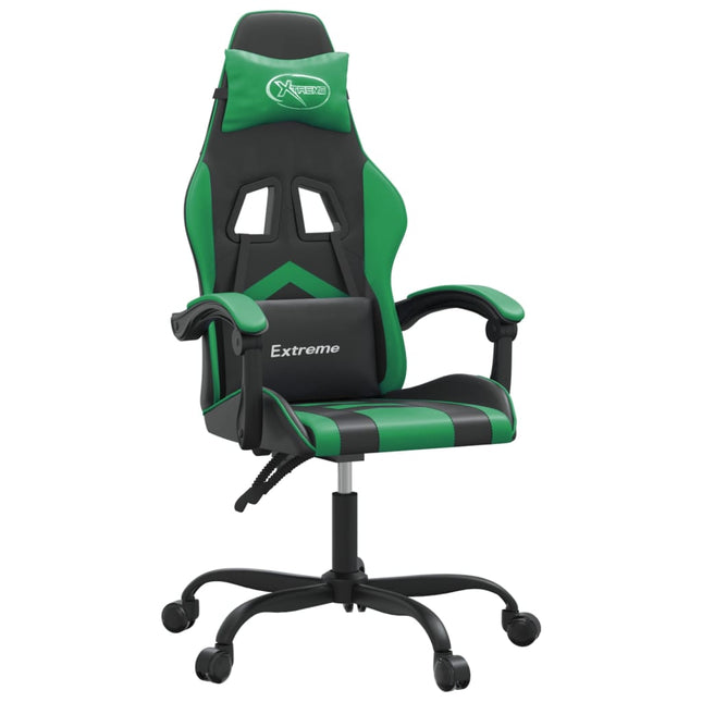 gamingstol kunstlæder sort og grøn