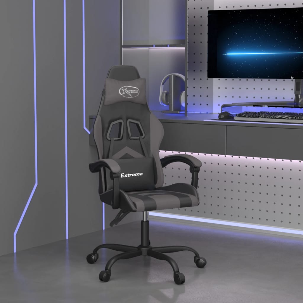 gamingstol kunstlæder sort og grå