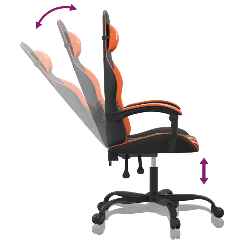 gamingstol kunstlæder sort og orange