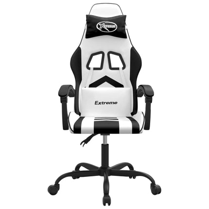 gamingstol kunstlæder hvid og sort