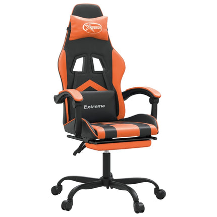 gamingstol med fodstøtte kunstlæder sort og orange