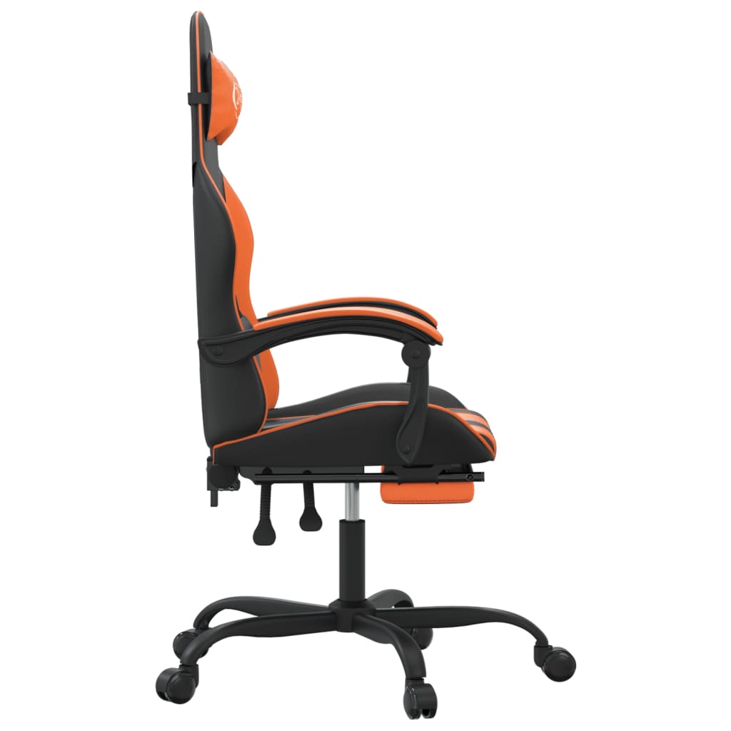 gamingstol med fodstøtte kunstlæder sort og orange