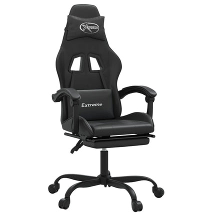 gamingstol med fodstøtte kunstlæder sort