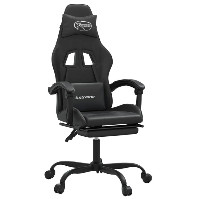 gamingstol med fodstøtte kunstlæder sort