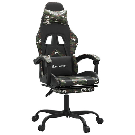 gamingstol med fodstøtte kunstlæder sort og camouflage