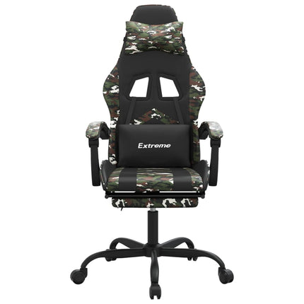 gamingstol med fodstøtte kunstlæder sort og camouflage