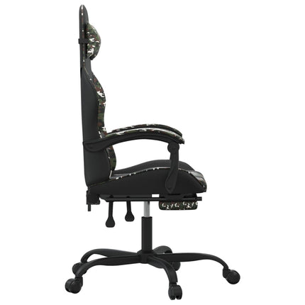 gamingstol med fodstøtte kunstlæder sort og camouflage