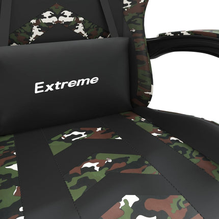 gamingstol med fodstøtte kunstlæder sort og camouflage
