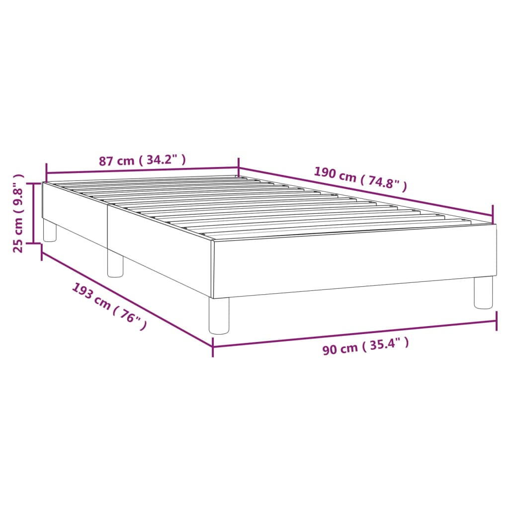 Boxspring sengeramme Lysegrå 90x190 cm Stof