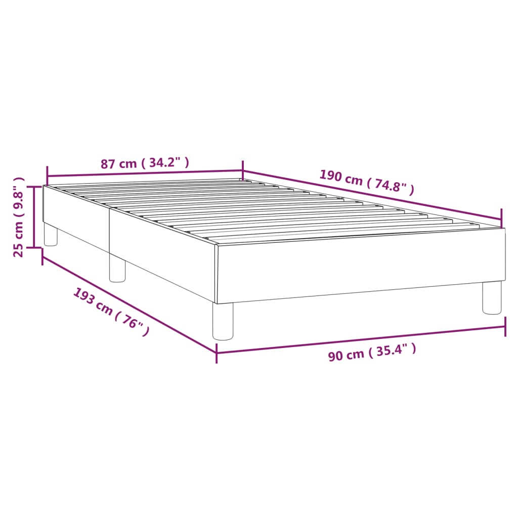 Boxspring sengeramme Mørkegrå 90x190 cm Stof