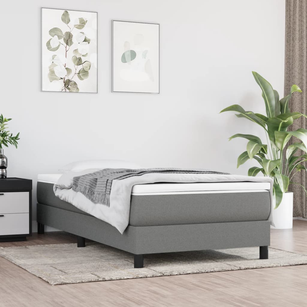 Boxspring sengeramme Mørkegrå 90x190 cm Stof billede