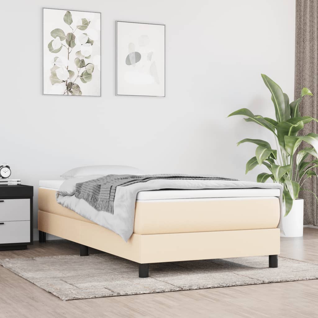 Boxspring sengeramme 90x190 cm stof cremefarvet billede
