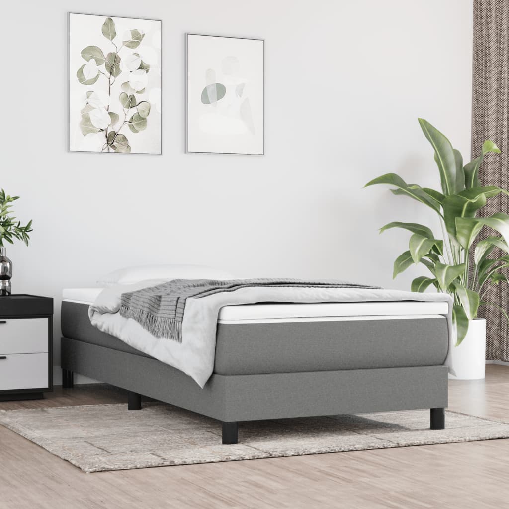 Boxspring sengeramme Mørkegrå 90x200 cm Stof
