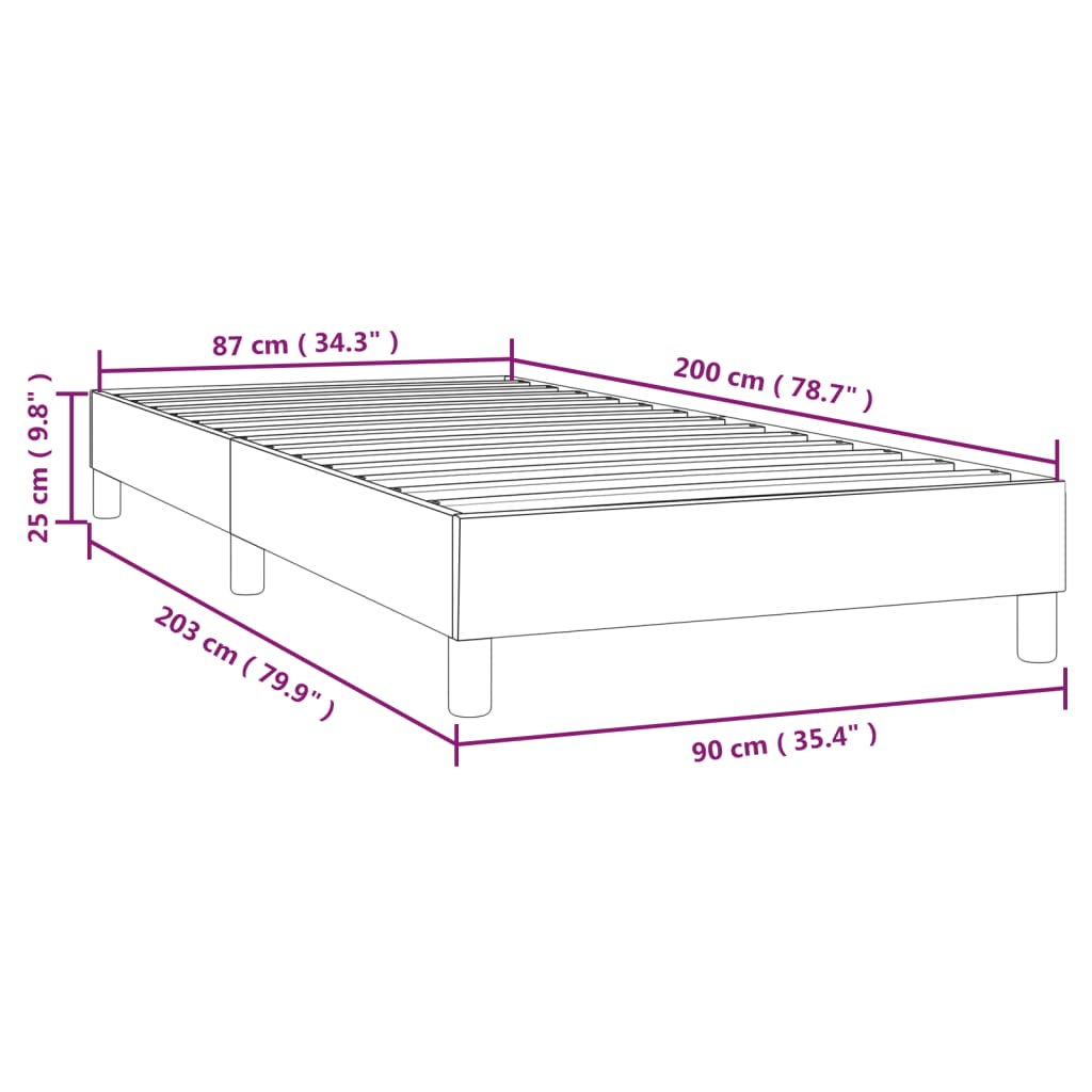 Boxspring sengeramme 90x200 cm stof gråbrun