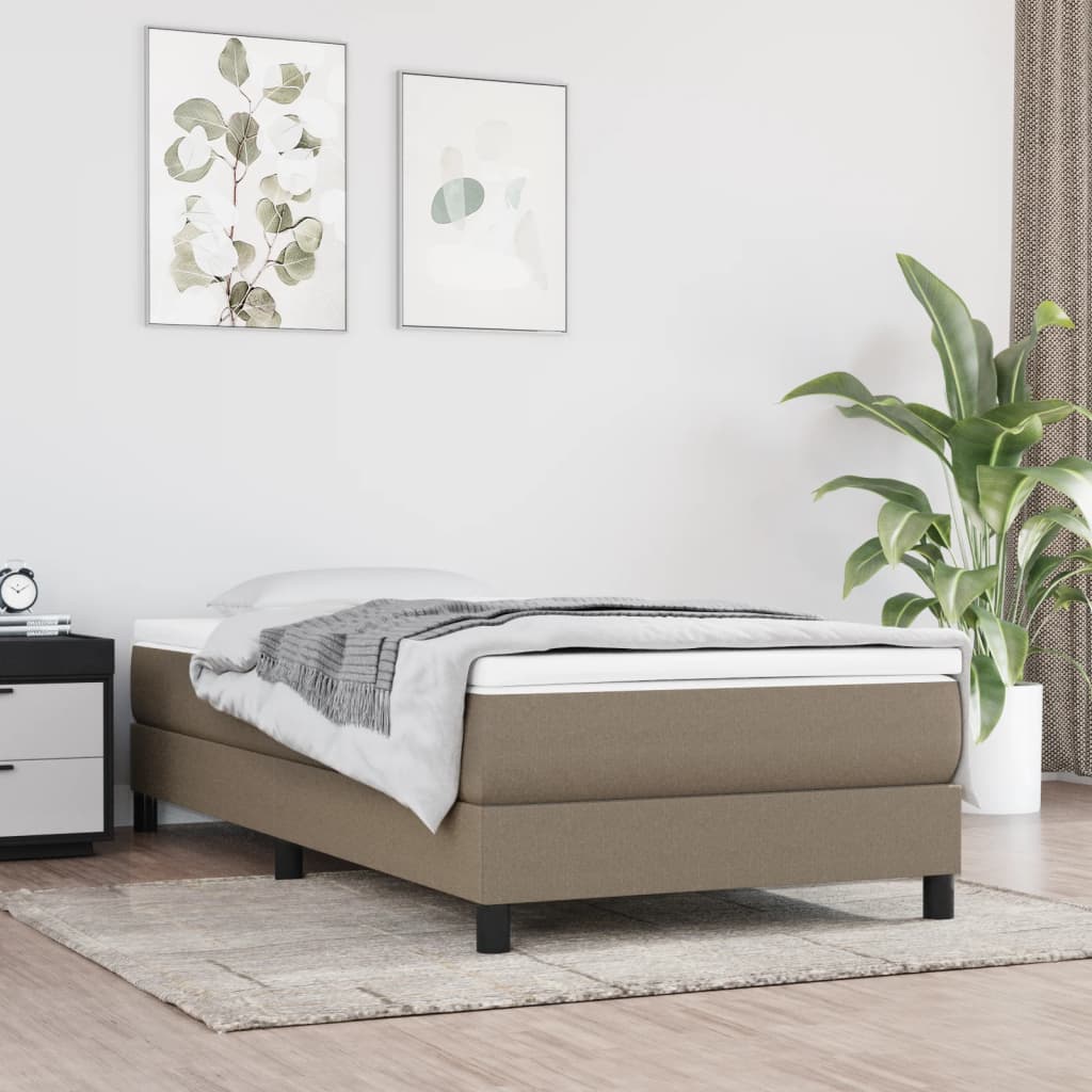 Boxspring sengeramme 90x200 cm stof gråbrun billede