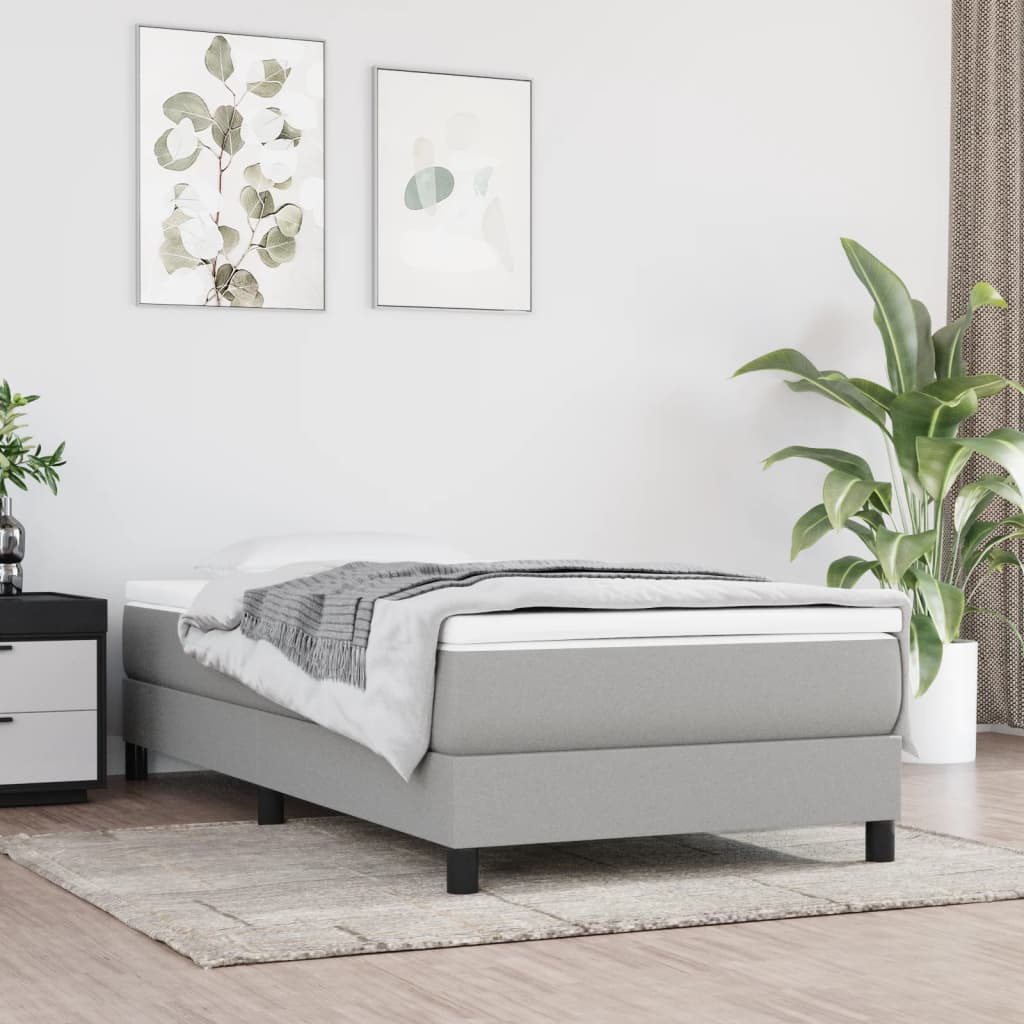 Boxspring sengeramme Lysegrå 100x200 cm Stof billede