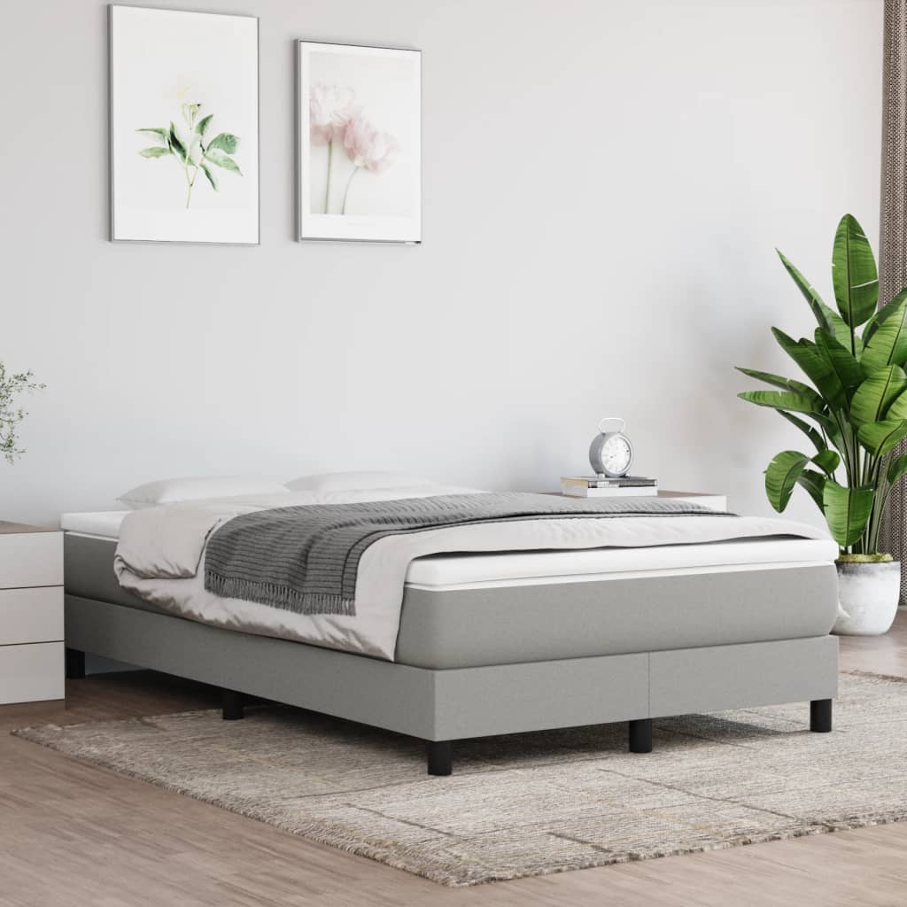 Boxspring sengeramme Lysegrå 120x200 cm Stof billede