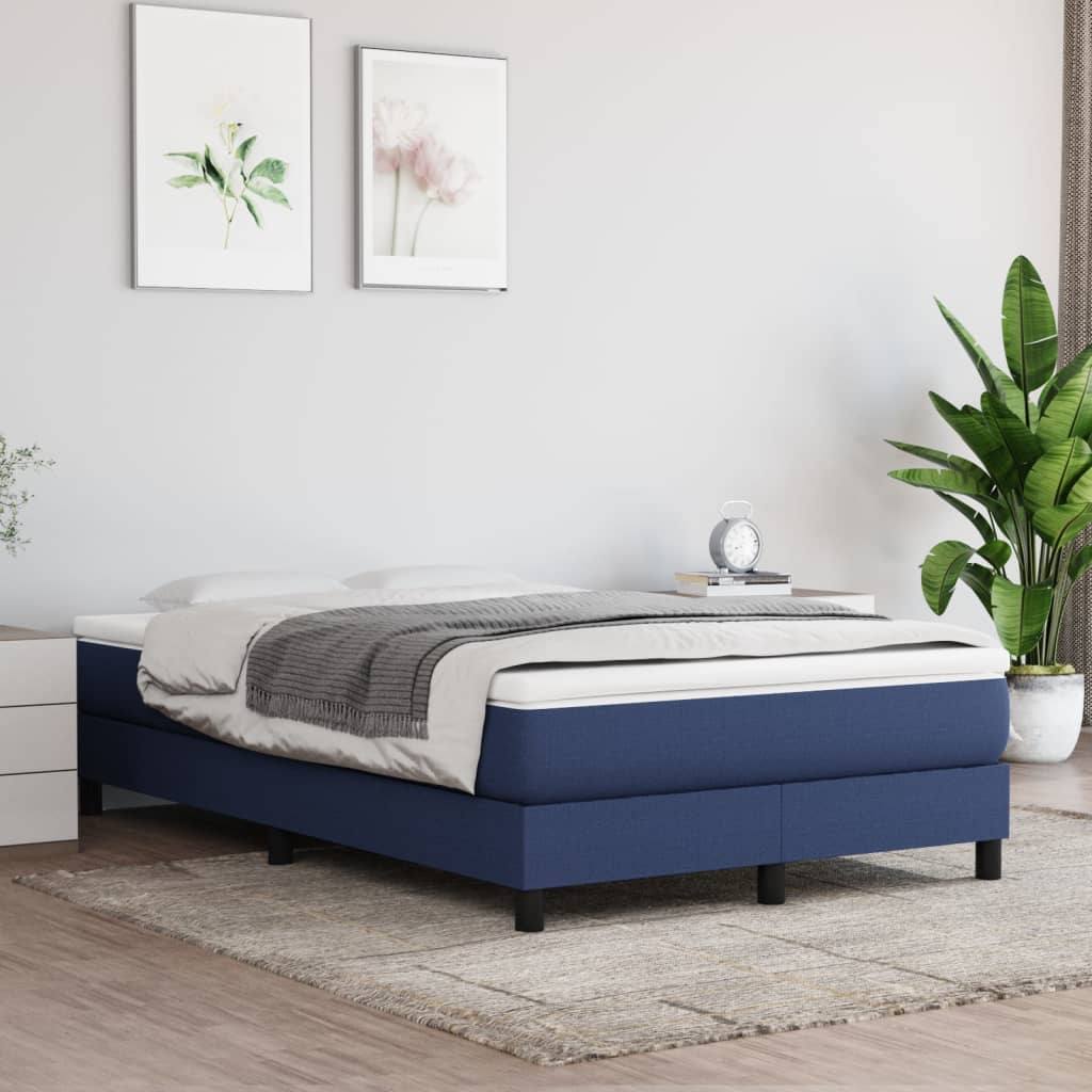 Boxspring sengeramme 120x200 cm stof blå billede