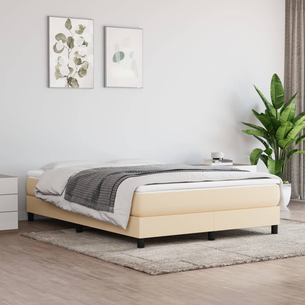 Boxspring sengeramme 140x190 cm stof cremefarvet billede