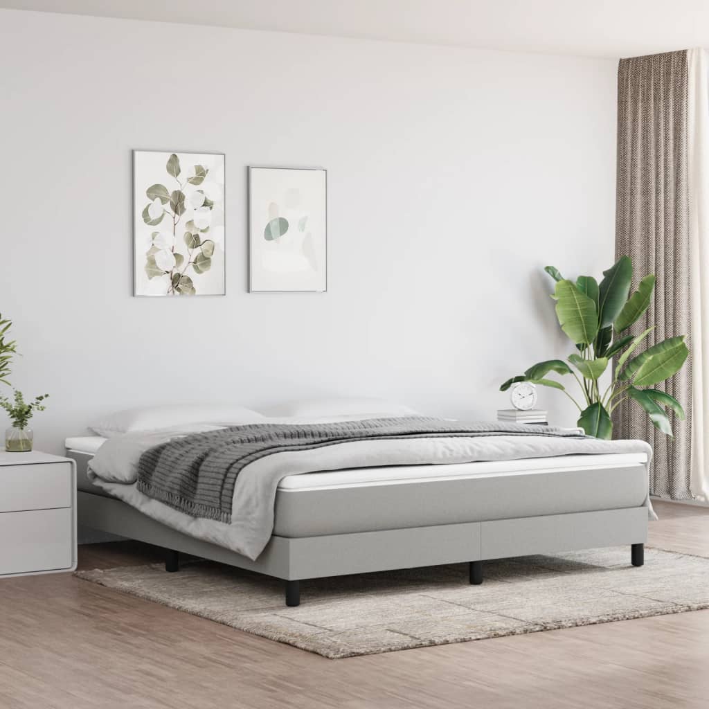 Boxspring sengeramme 160x200 cm stof lysegrå billede
