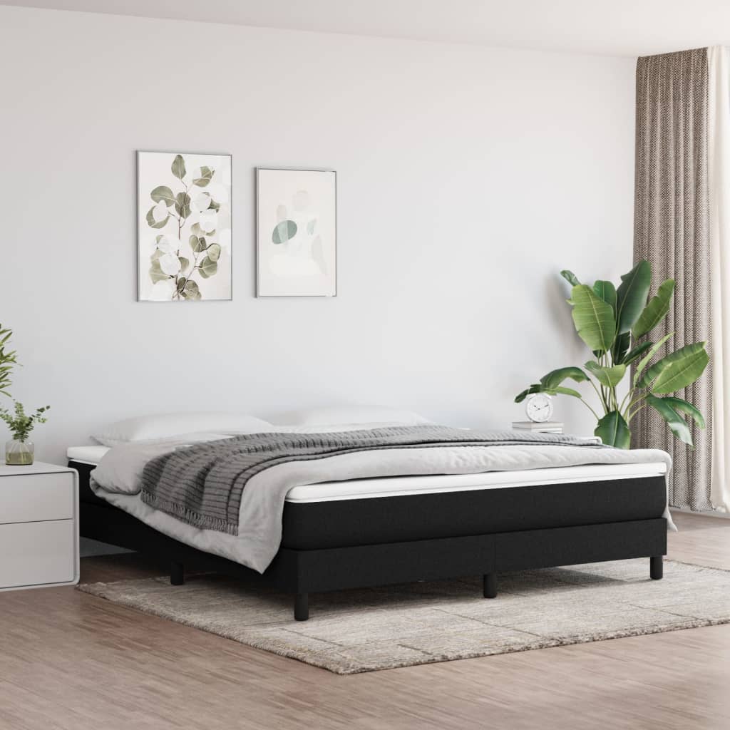 Boxspring sengeramme 180x200 cm stof sort billede