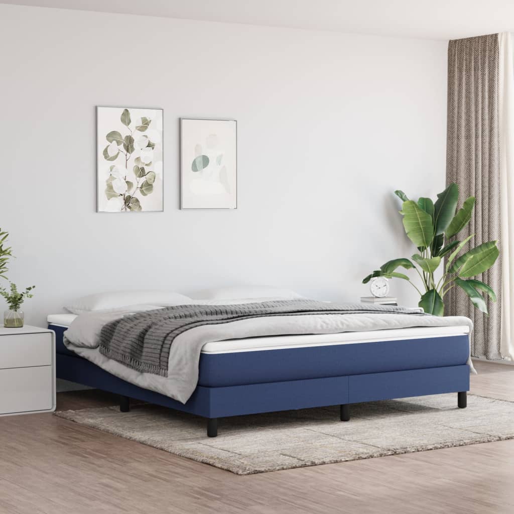 Boxspring sengeramme 180x200 cm stof blå