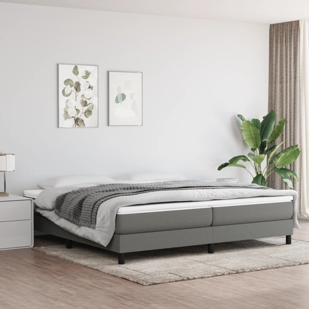 Boxspring sengeramme 200x200 cm stof mørkegrå billede