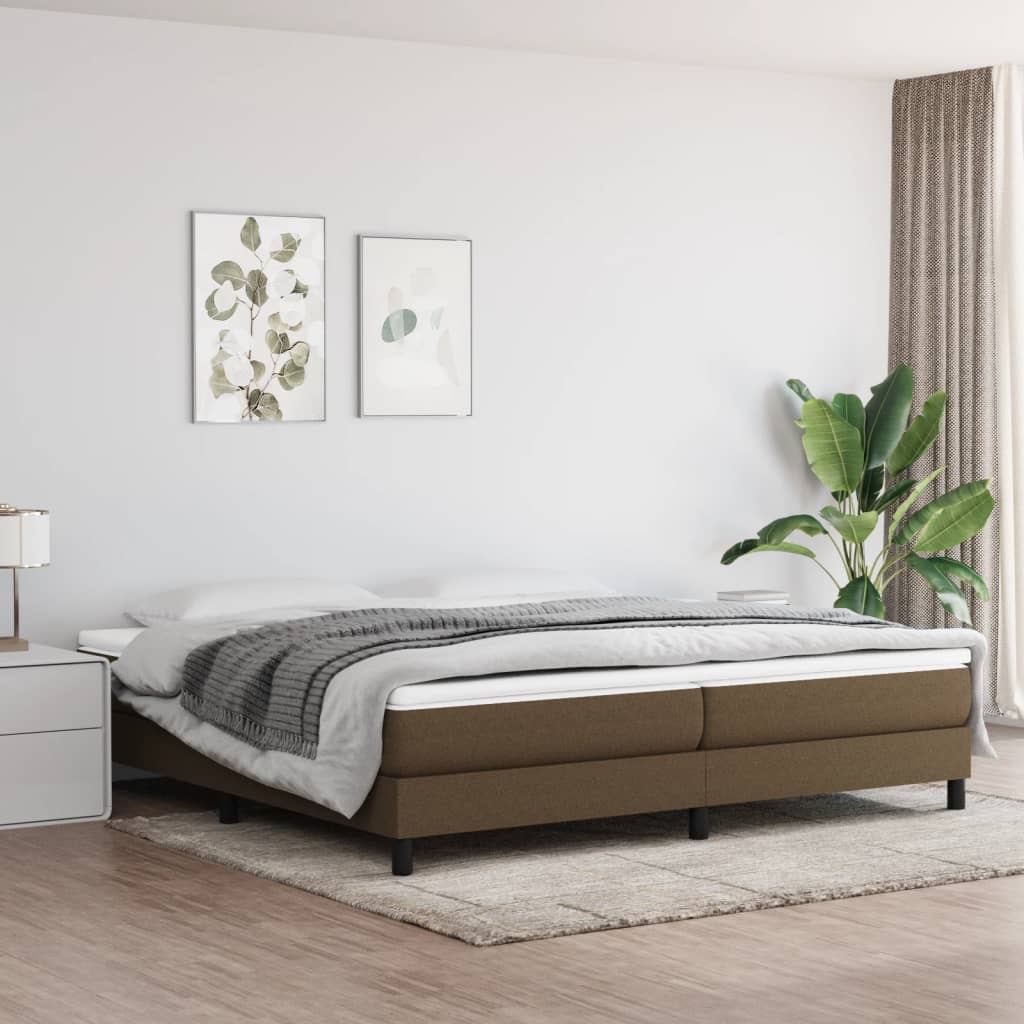 Boxspring sengeramme 200x200 cm stof mørkebrun billede