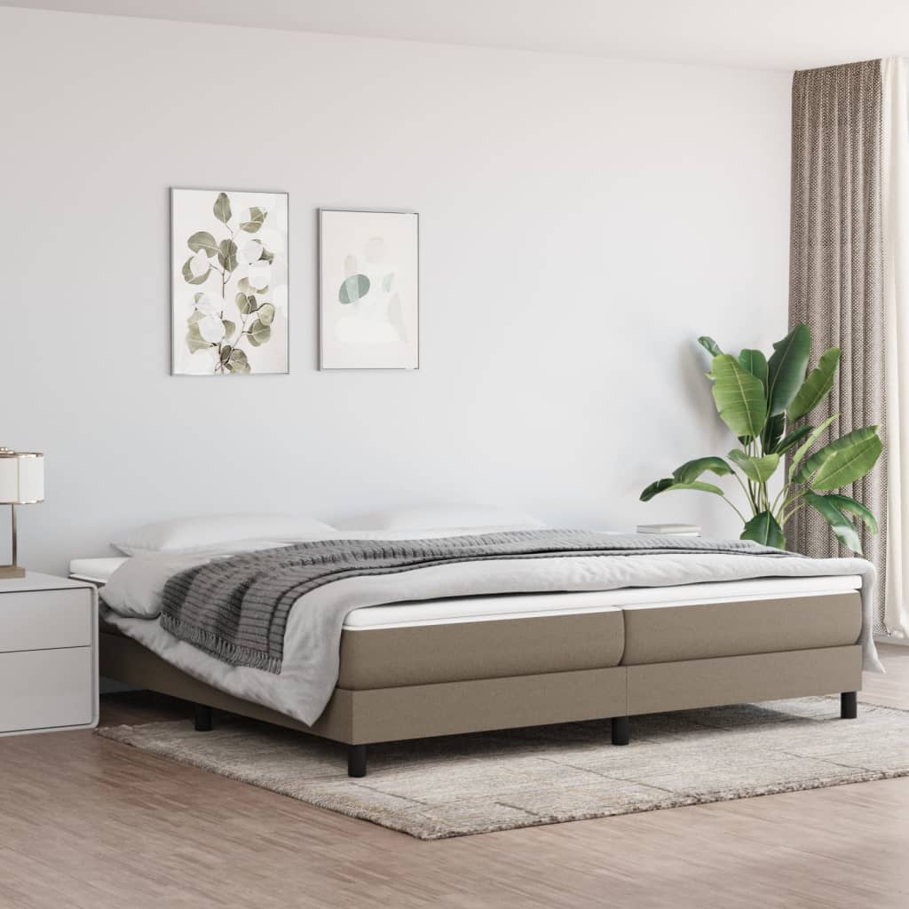 Boxspring sengeramme 200x200 cm stof gråbrun billede