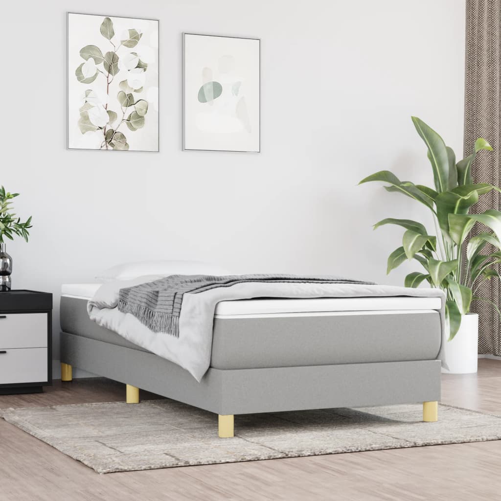 Boxspring sengeramme Lysegrå 90x190 cm Stof