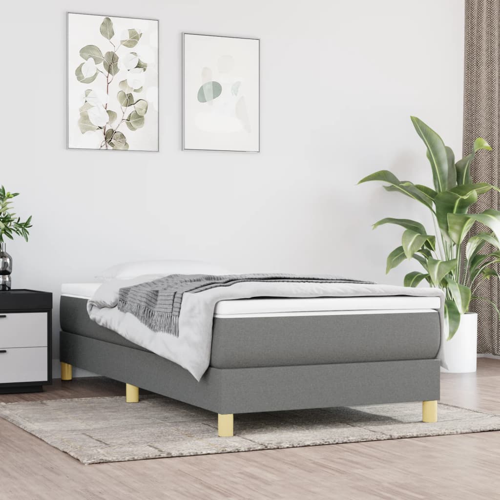 Boxspring sengeramme Mørkegrå 90x190 cm Stof