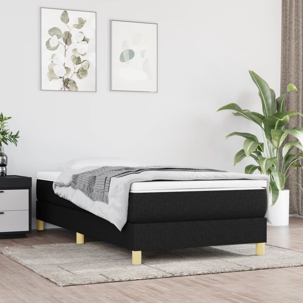Boxspring sengeramme 90x190 cm stof sort billede