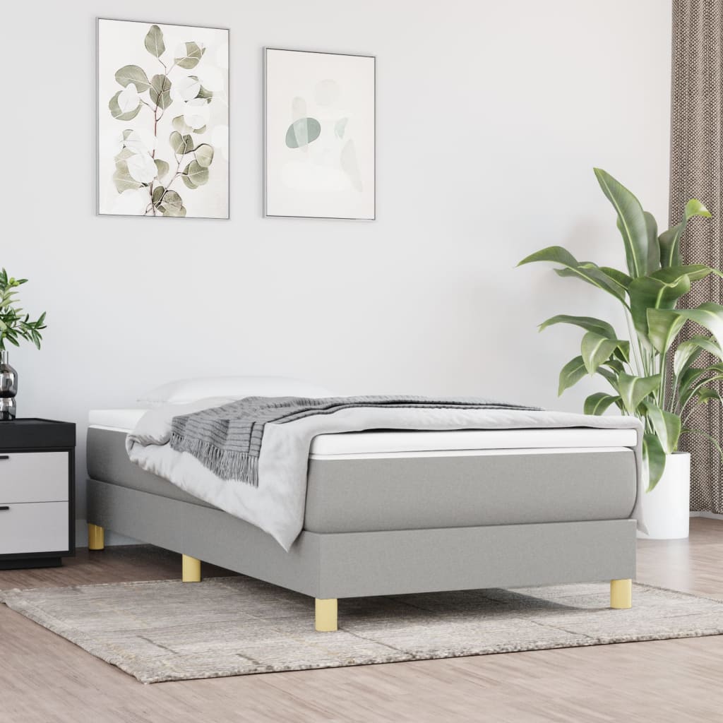 Boxspring sengeramme Lysegrå 90x200 cm Stof billede