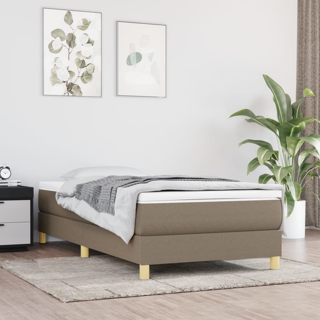Boxspring sengeramme 90x200 cm stof gråbrun billede