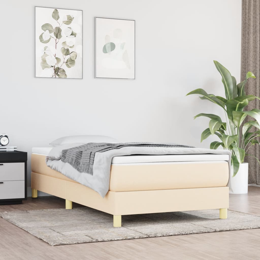 Boxspring sengeramme 90x200 cm stof cremefarvet billede