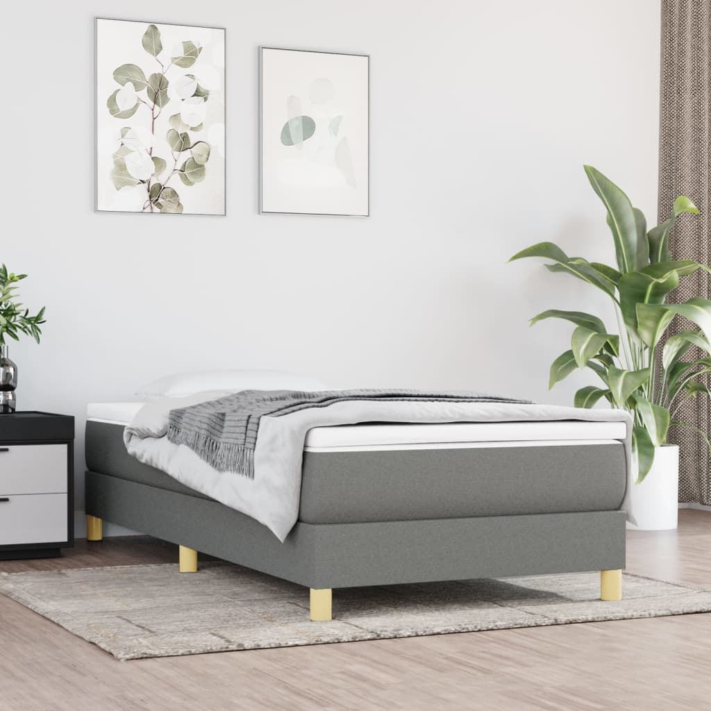 Boxspring sengeramme Mørkegrå 100x200 cm Stof