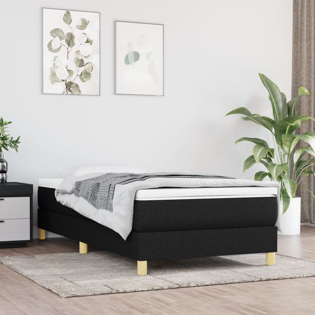 Boxspring sengeramme Sort 100x200 cm Stof billede