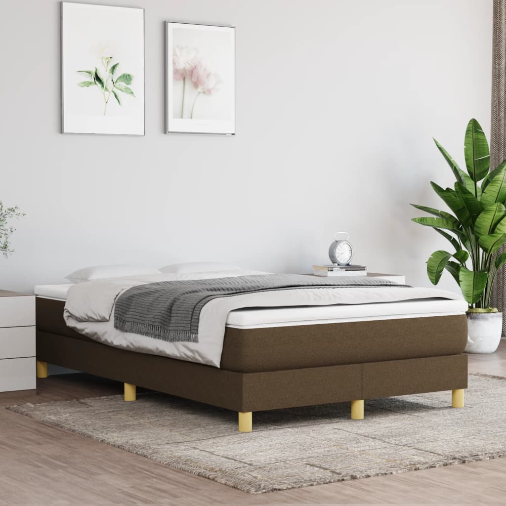 Boxspring sengeramme Mørkebrun 120x200 cm Stof billede