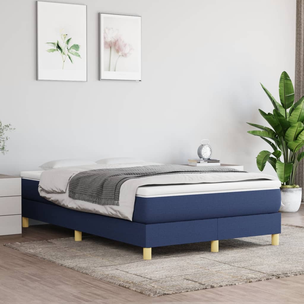 Boxspring sengeramme 120x200 cm stof blå billede