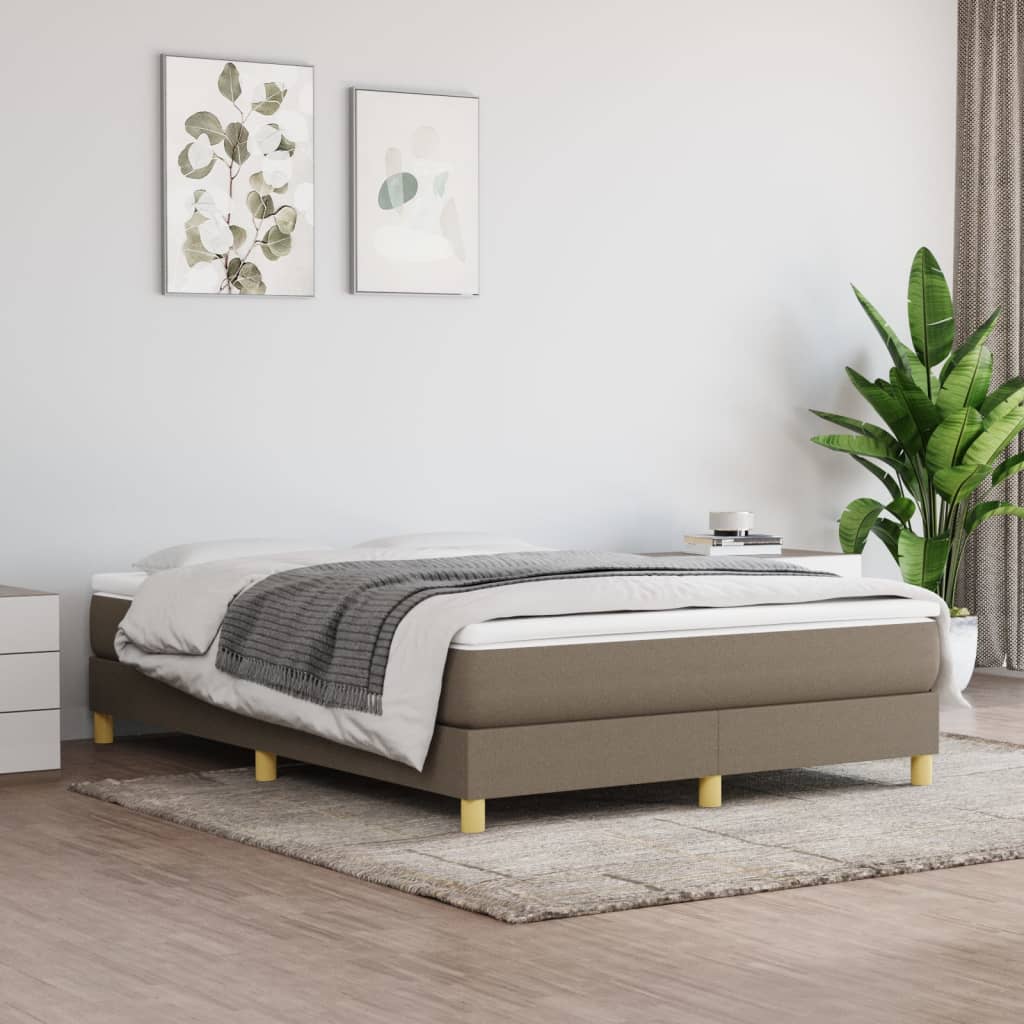 Boxspring sengeramme 140x190 cm stof gråbrun billede