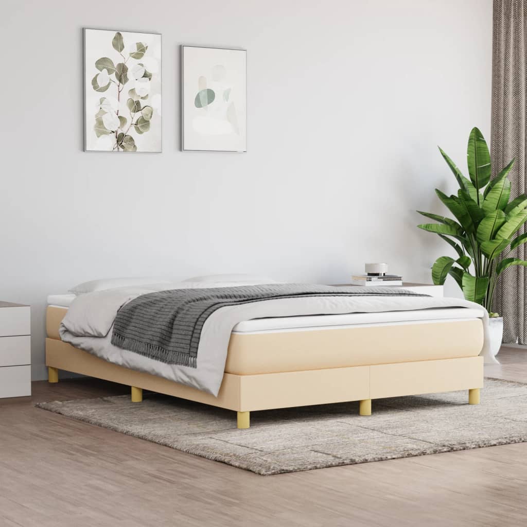 Boxspring sengeramme 140x200 cm stof cremefarvet