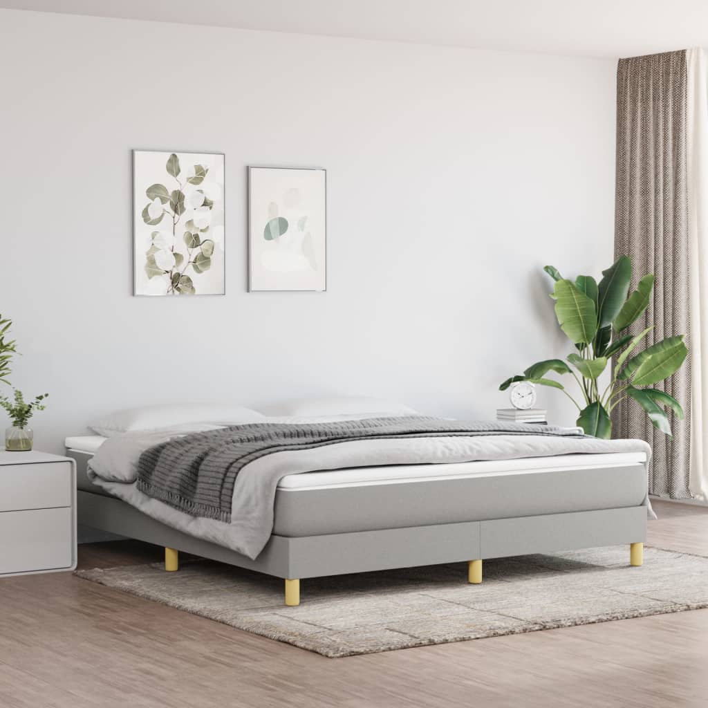 Boxspring sengeramme 160x200 cm stof lysegrå billede
