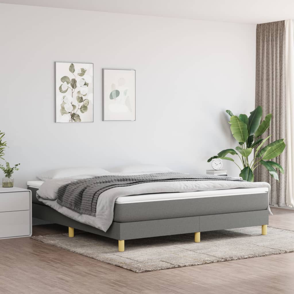Boxspring sengeramme 160x200 cm stof mørkegrå billede